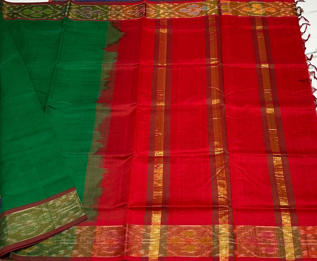 Handloom semi silk cotton saree pochampalli border - MS063