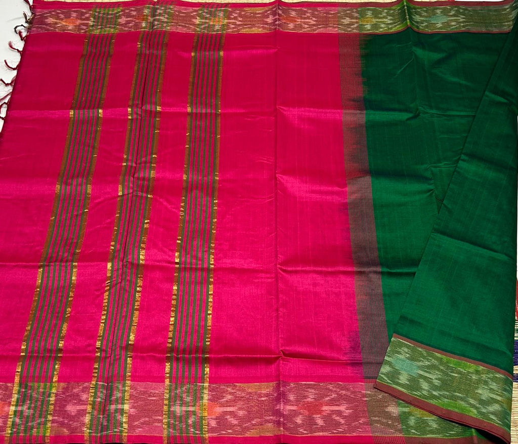Handloom semi silk cotton saree pochampalli border - MS068