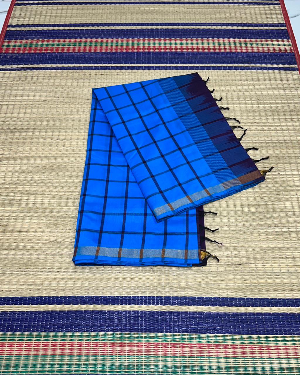 Handloom semi silk cotton saree with kattam - MS042