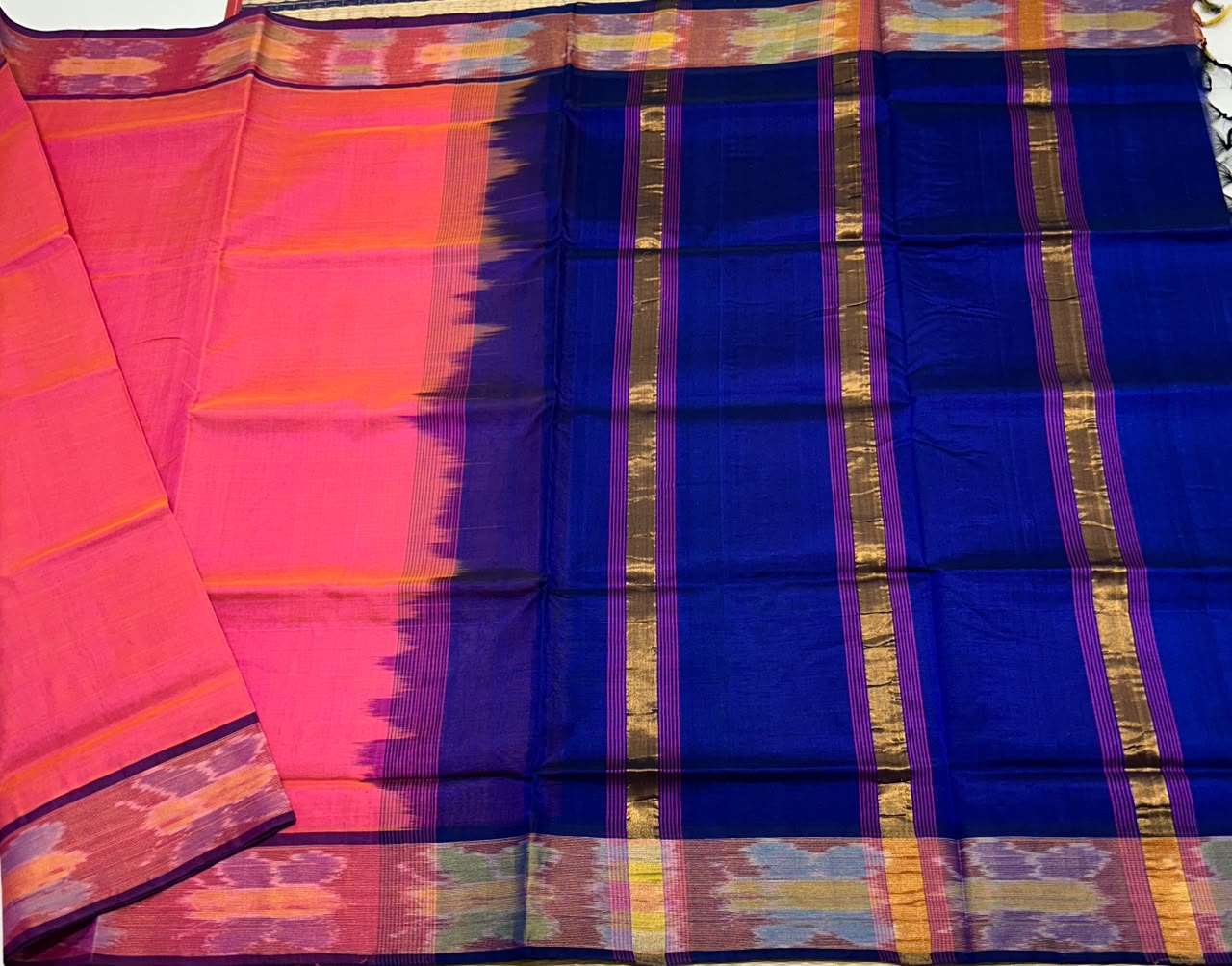 Handloom silk cotton saree with ikkart border - MS347