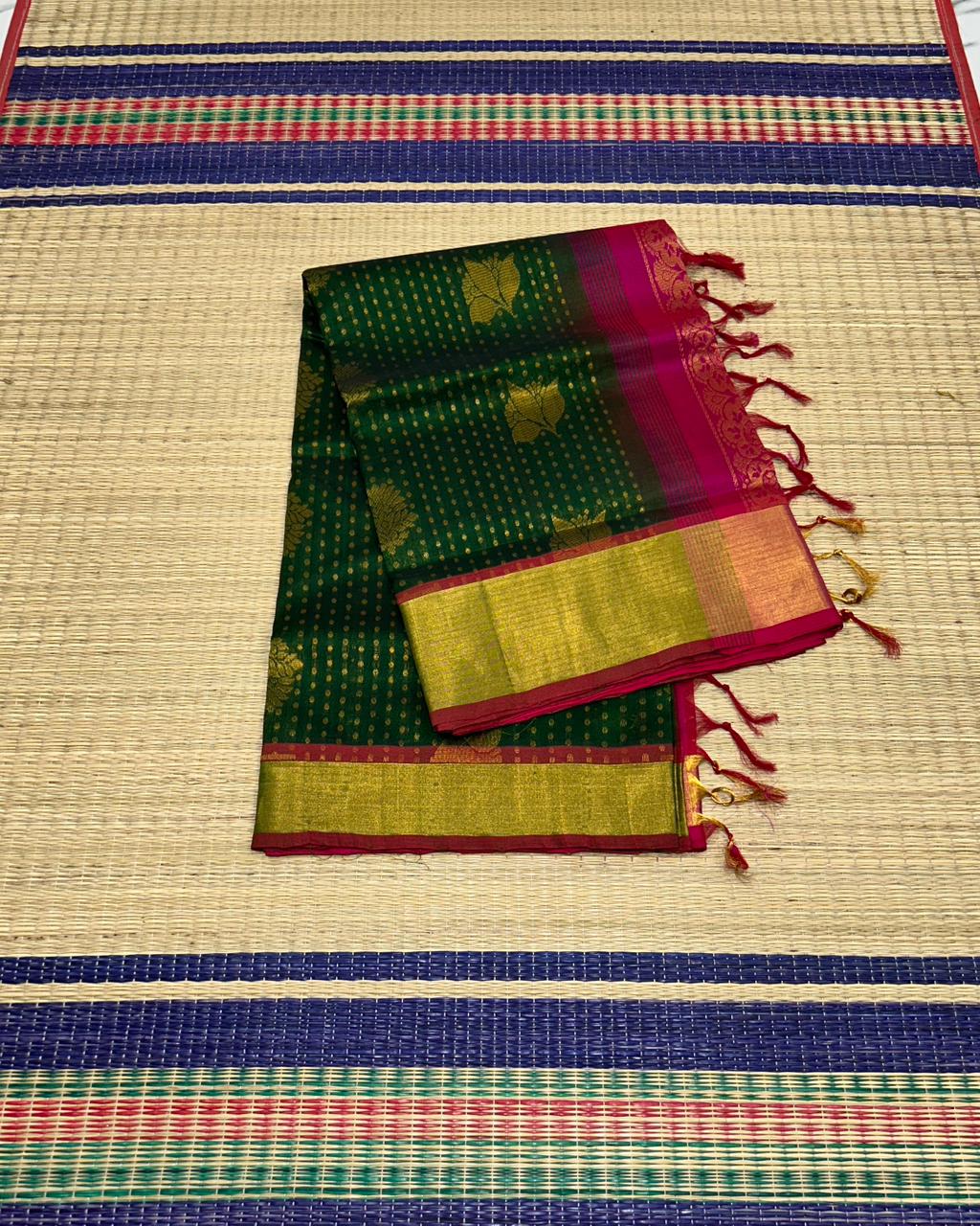 Handloom silk cotton saree with buttas - MS175
