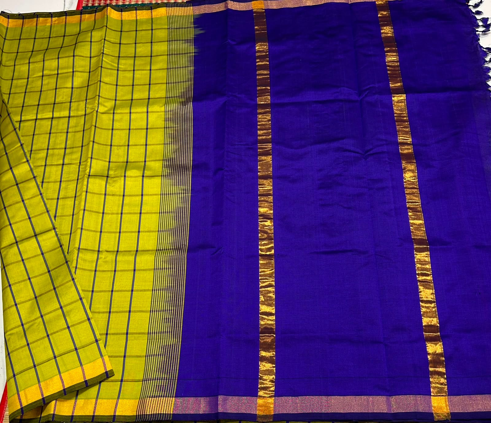 Handloom semi silk cotton saree with kattam - MS254