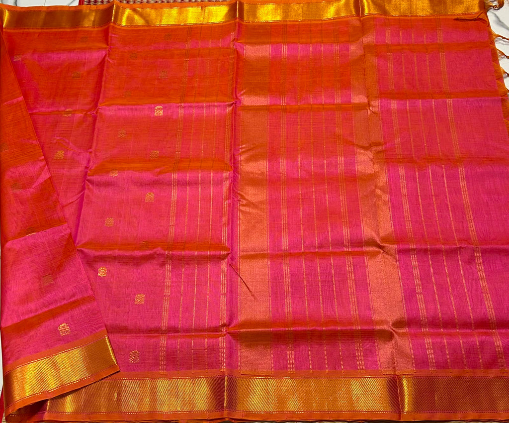 Handloom silk cotton saree with buttas - MS295