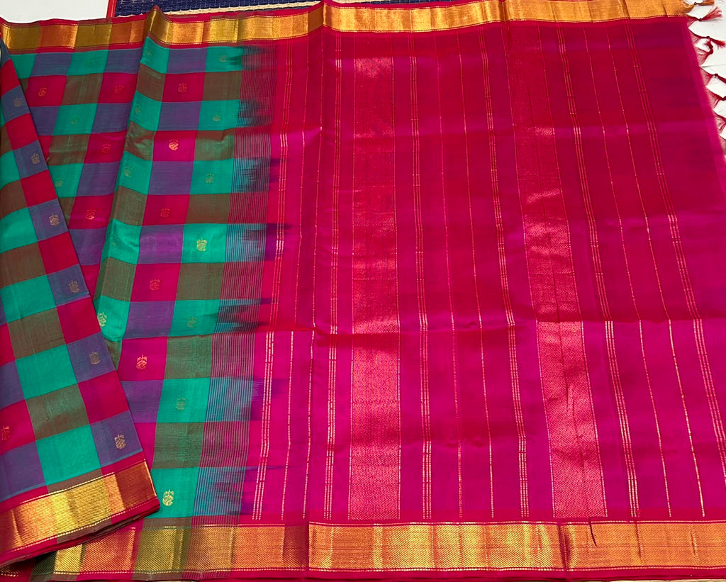 Handloom Paalum pazhamum silk cotton saree with buttas - MS234