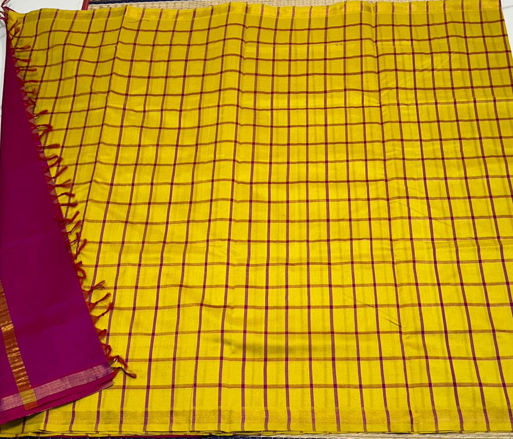 Handloom semi silk cotton saree with kattam - MS048