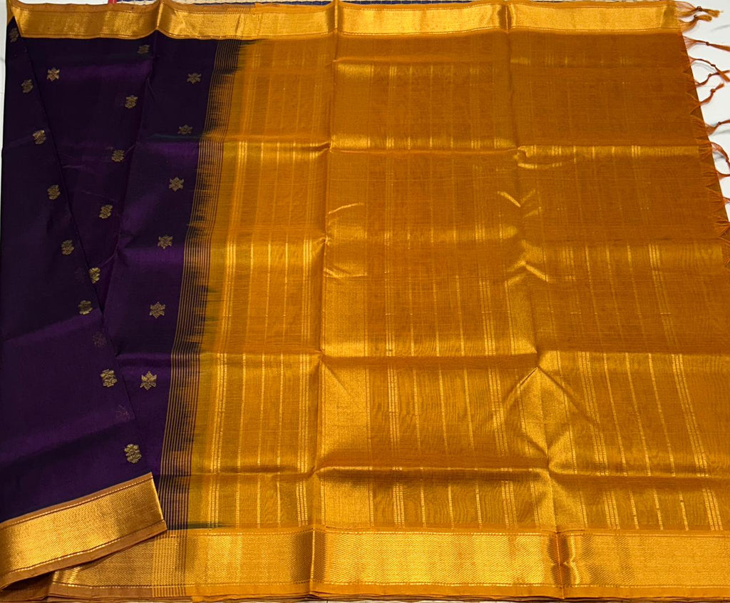 Handloom silk cotton saree with buttas - MS136
