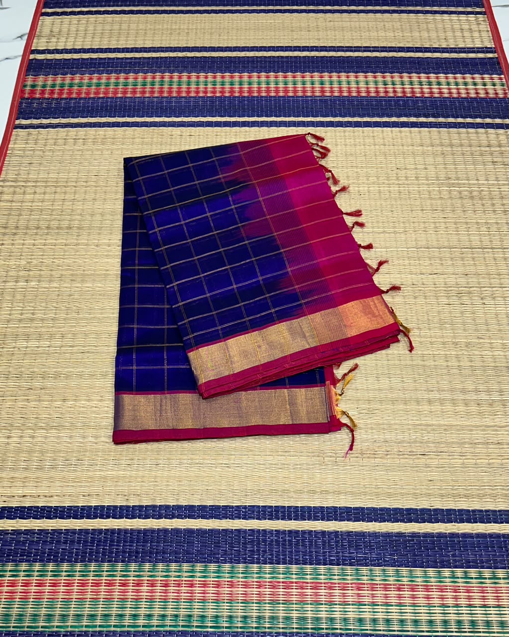 Handloom silk cotton saree with zari kattam - MS223