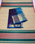Handloom grand border silk cotton saree with zari checks - MS336
