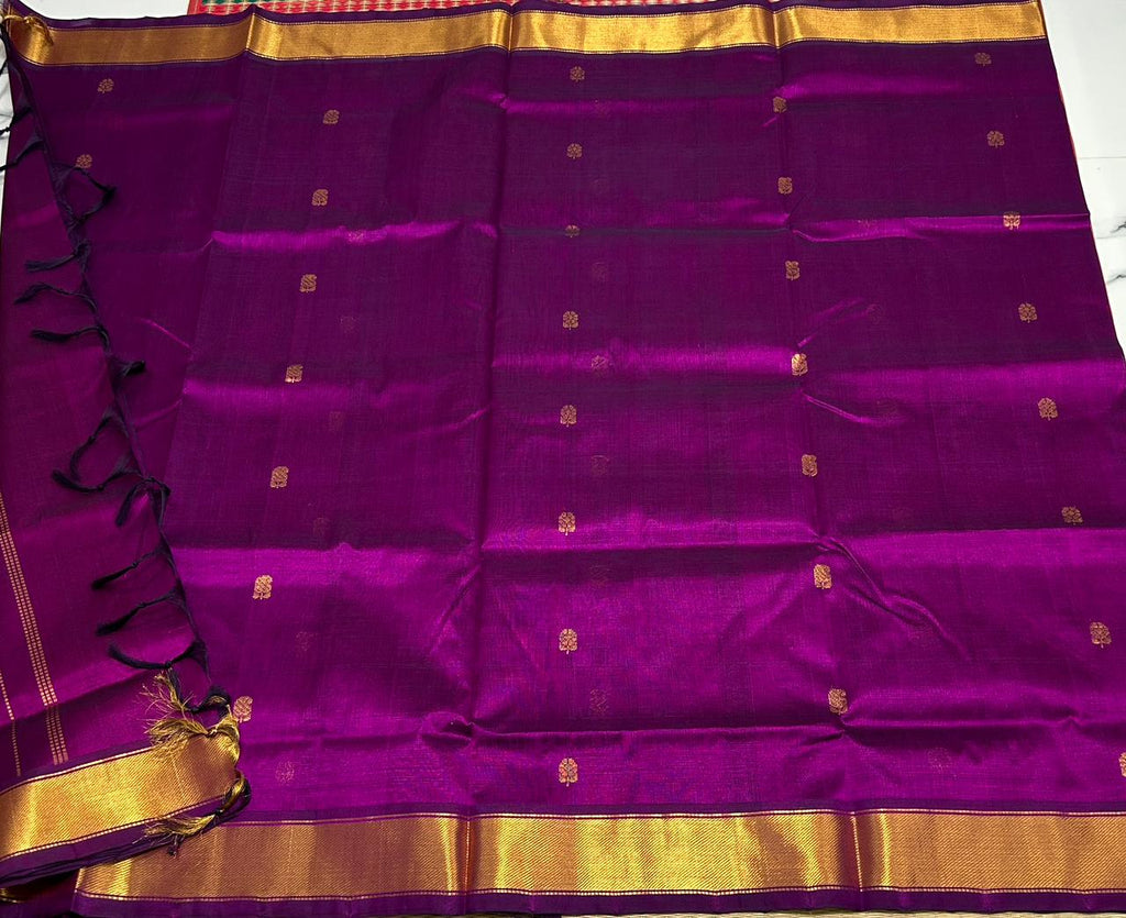 Handloom silk cotton saree with buttas - MS067