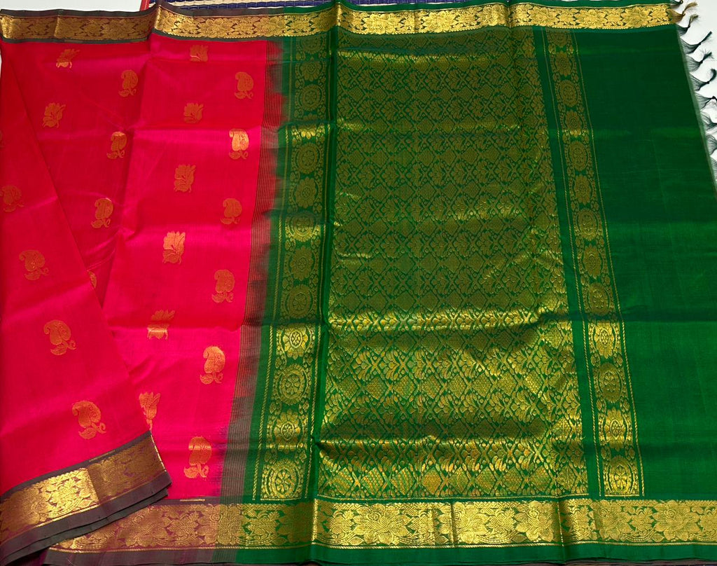 Handloom silk cotton saree with buttas - MS078