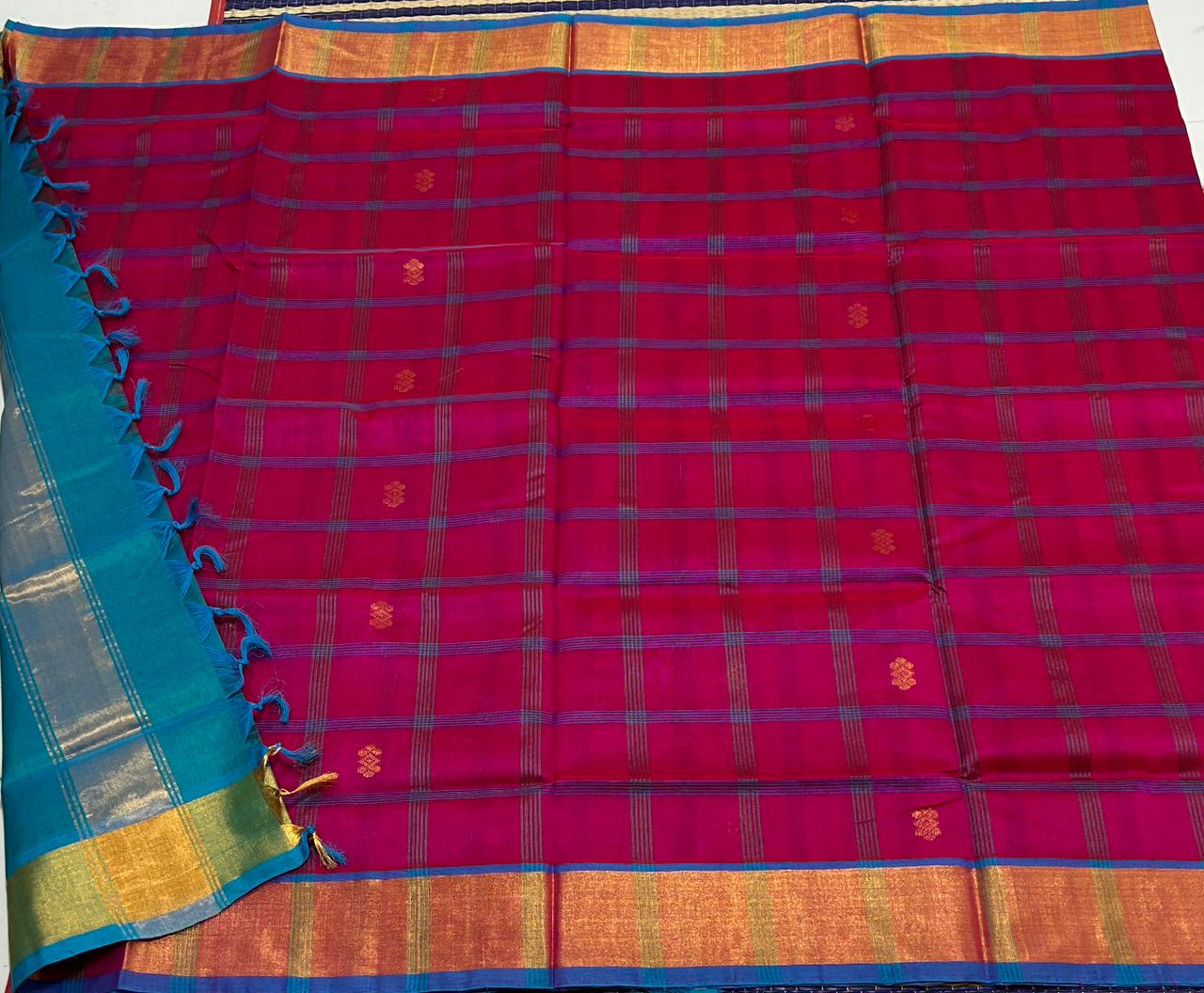 Handloom silk cotton saree with buttas - MS202