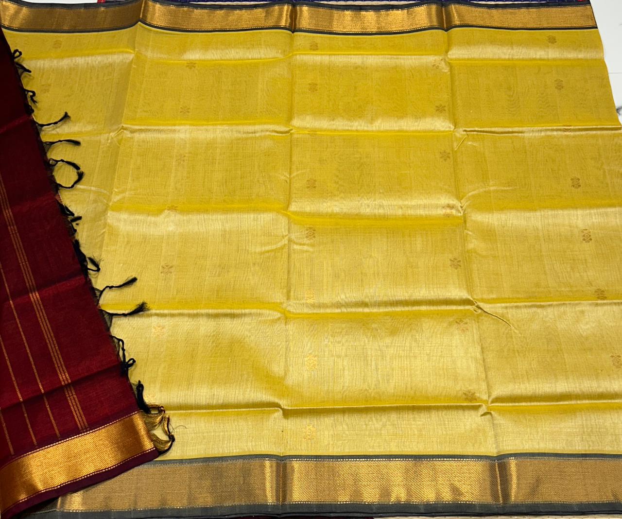 Handloom silk cotton saree with buttas - MS129