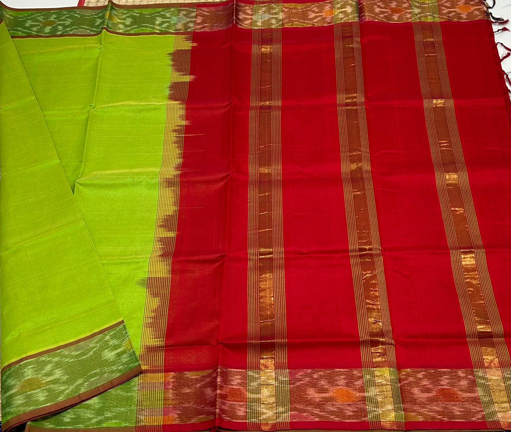 Handloom semi silk cotton saree pochampalli border - MS069