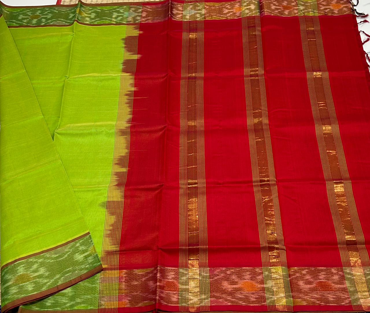 Handloom semi silk cotton saree pochampalli border - MS069