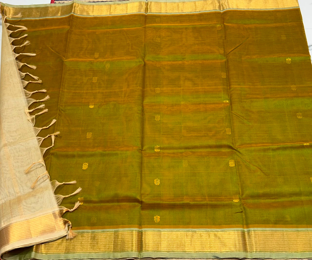 Handloom silk cotton saree with buttas - MS361