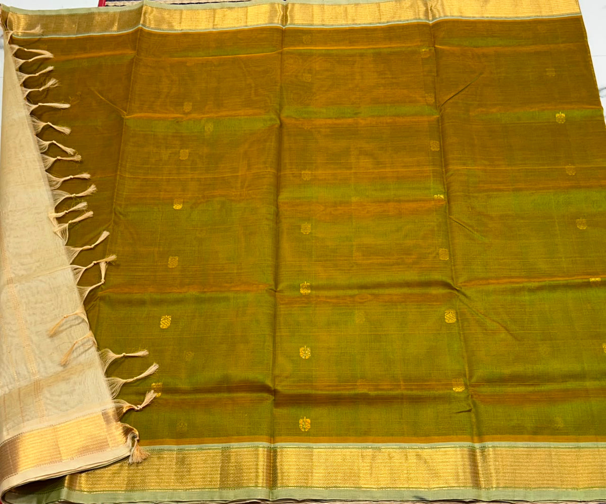 Handloom silk cotton saree with buttas - MS361