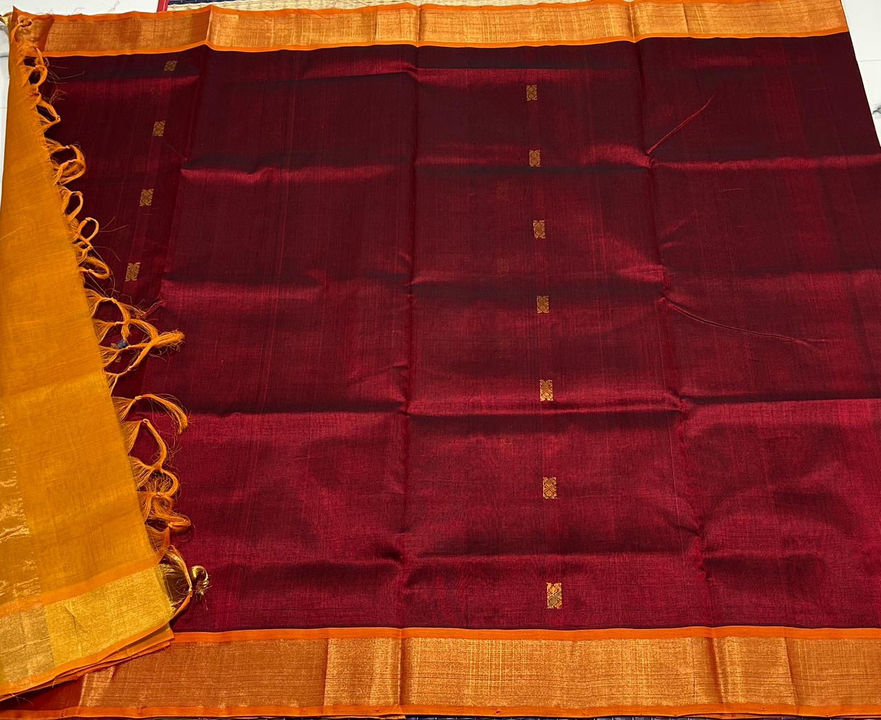 Handloom silk cotton saree with buttas - MS167