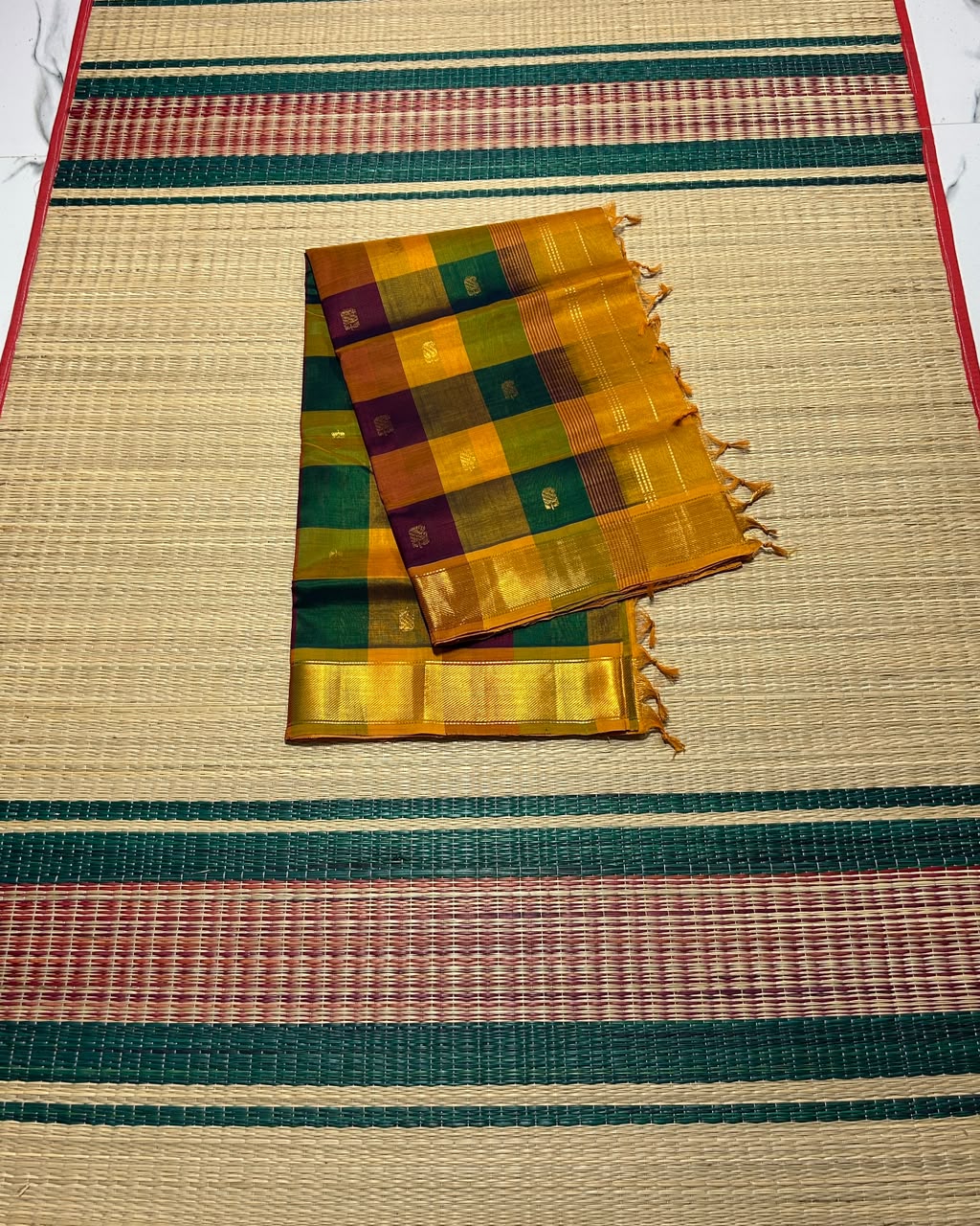 Handloom Paalum pazhamum silk cotton saree with buttas - MS345