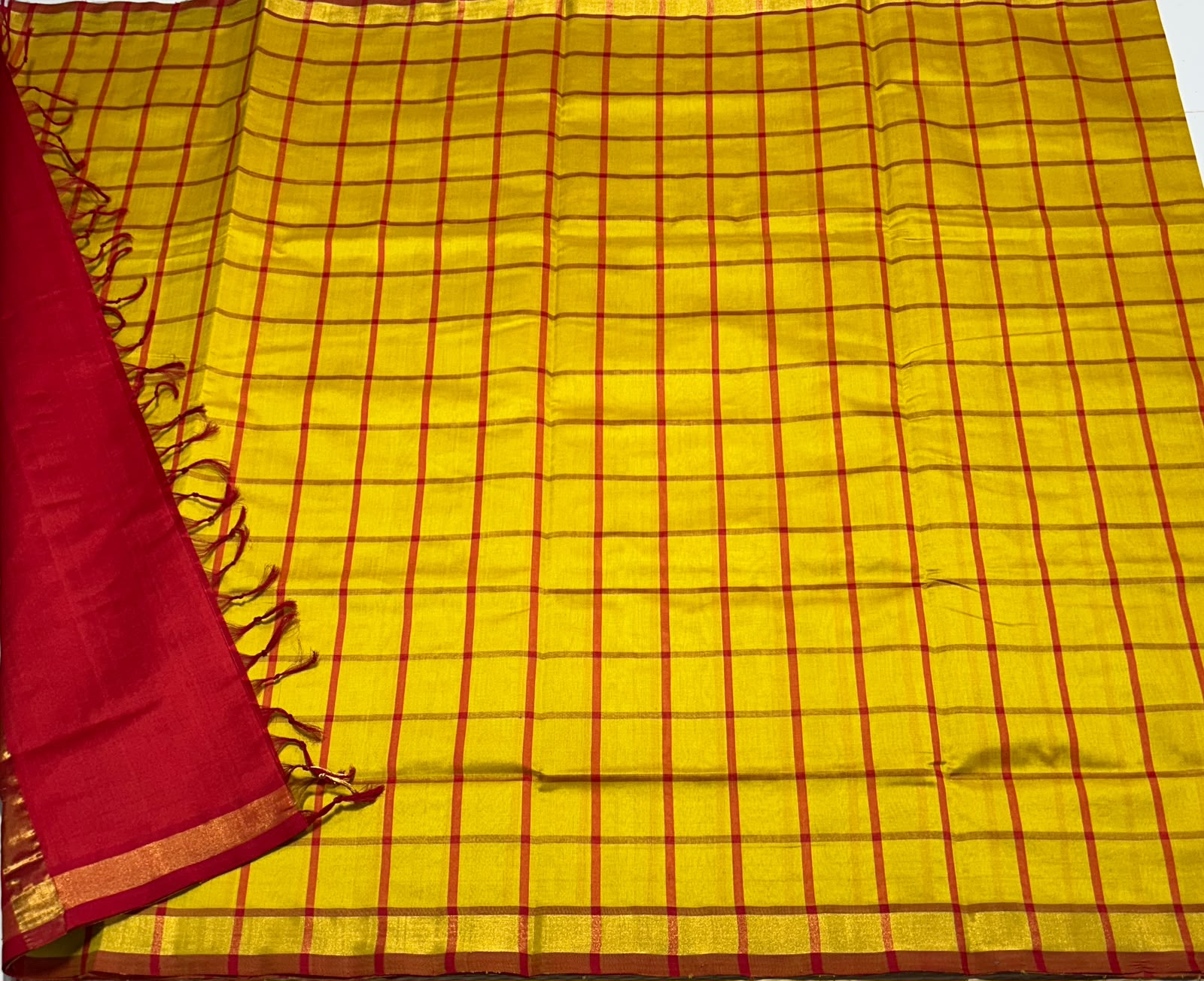 Handloom semi silk cotton saree with kattam - MS258