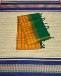Handloom semi silk cotton saree with kattam - MS156