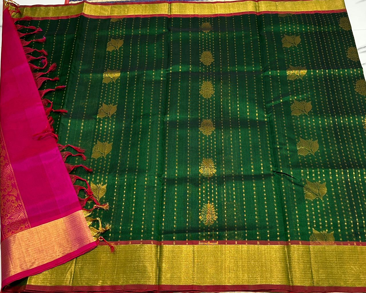 Handloom silk cotton saree with buttas - MS175