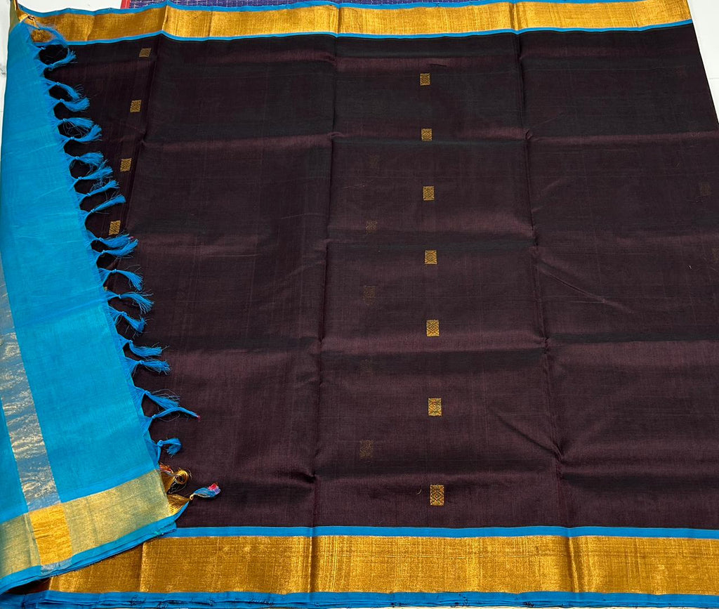 Handloom silk cotton saree with buttas - MS166