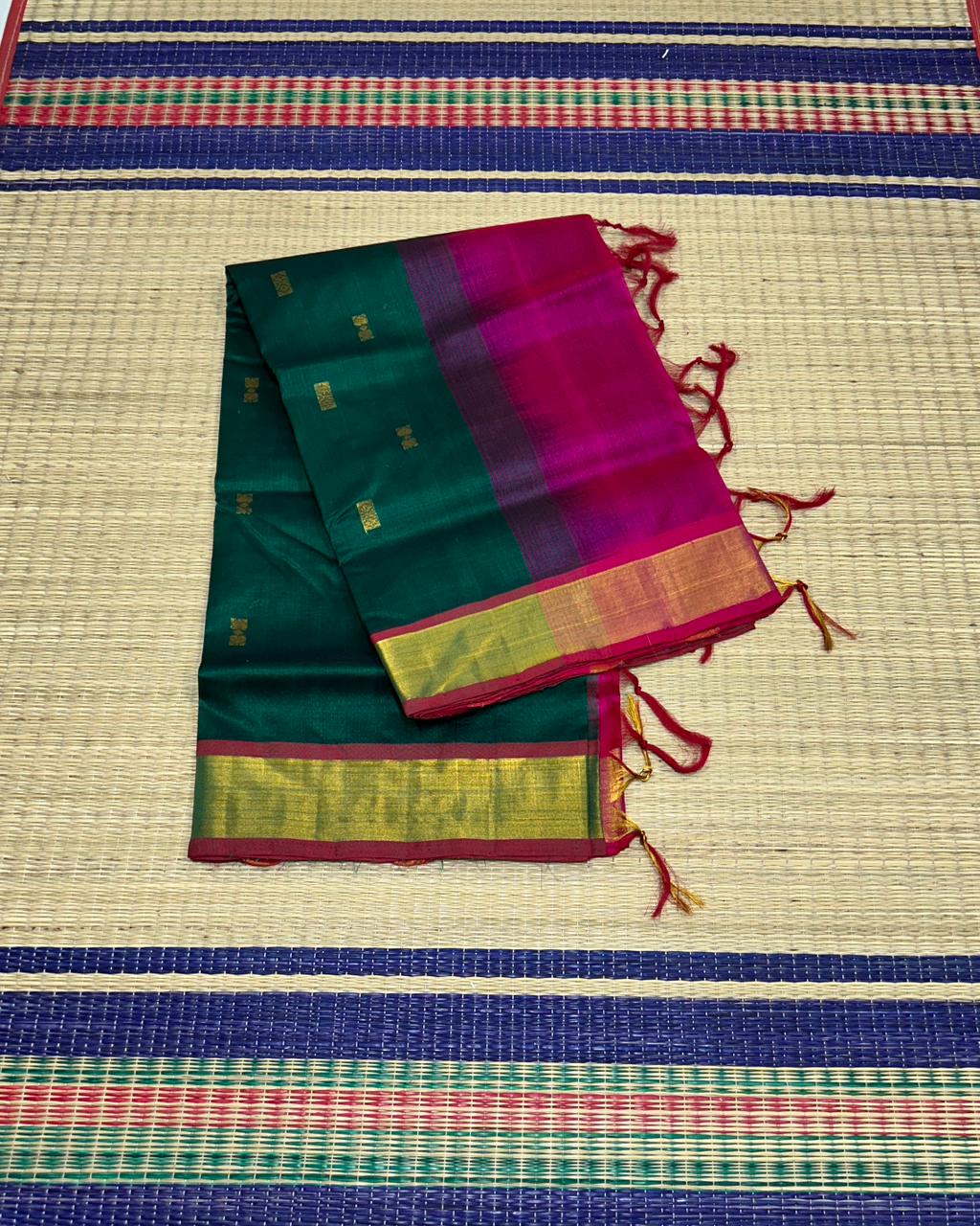 Handloom silk cotton saree with buttas - MS173