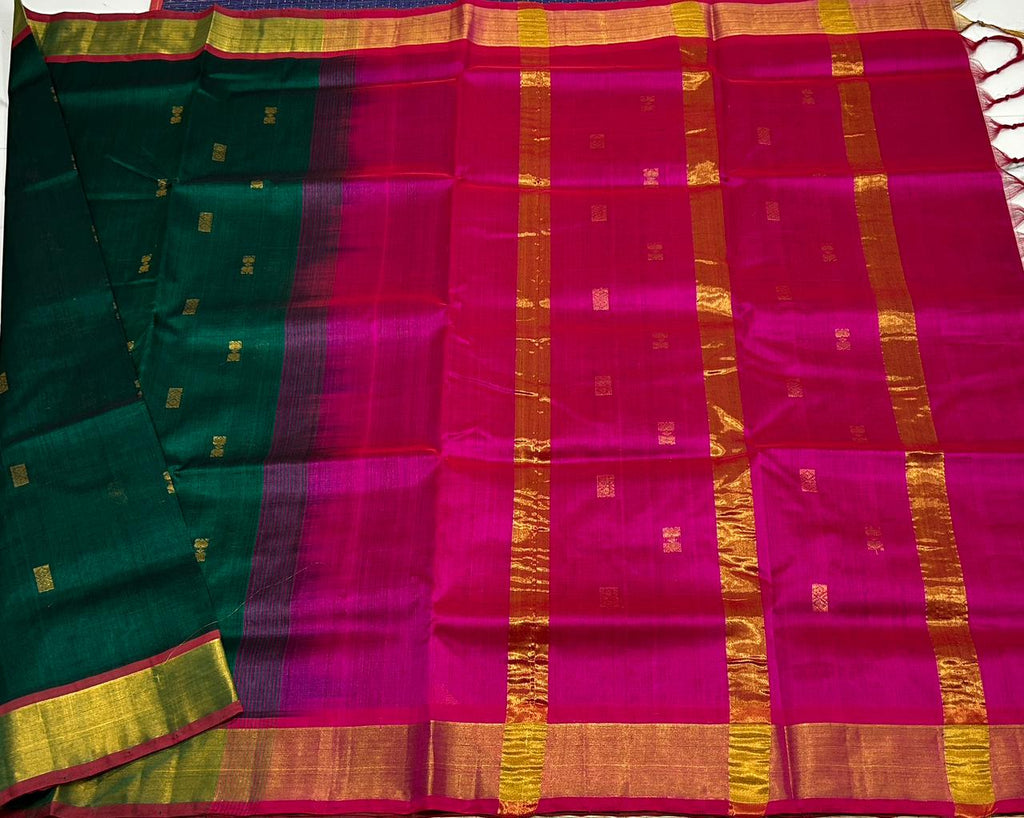 Handloom silk cotton saree with buttas - MS173