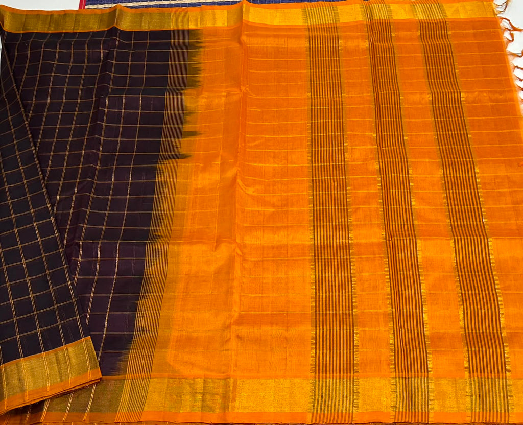 Handloom silk cotton saree with zari  kattam - MS222