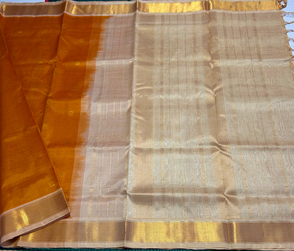 Handloom simple silk cotton saree with buttas - MS260