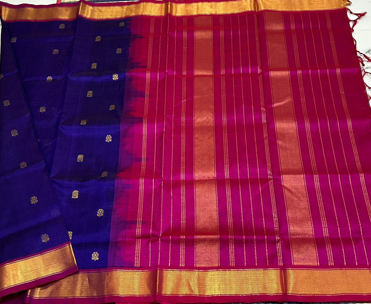 Handloom silk cotton saree with buttas - MS116