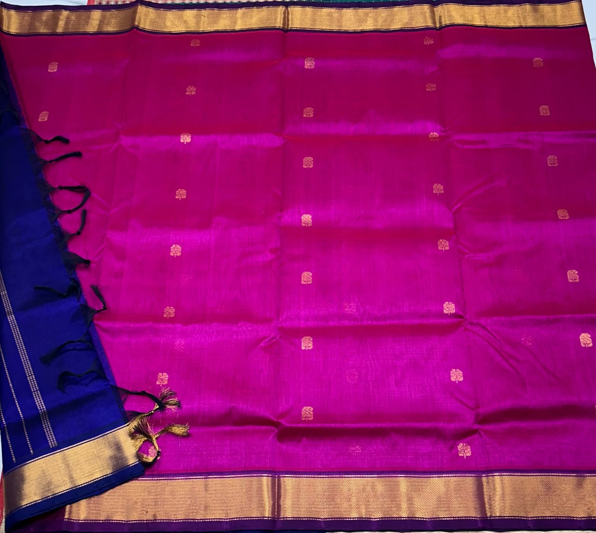 Handloom silk cotton saree with buttas - MS393