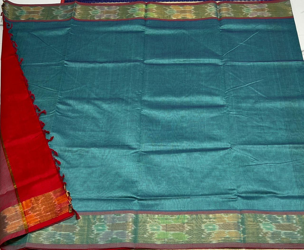 Handloom semi silk cotton saree pochampalli border - MS053