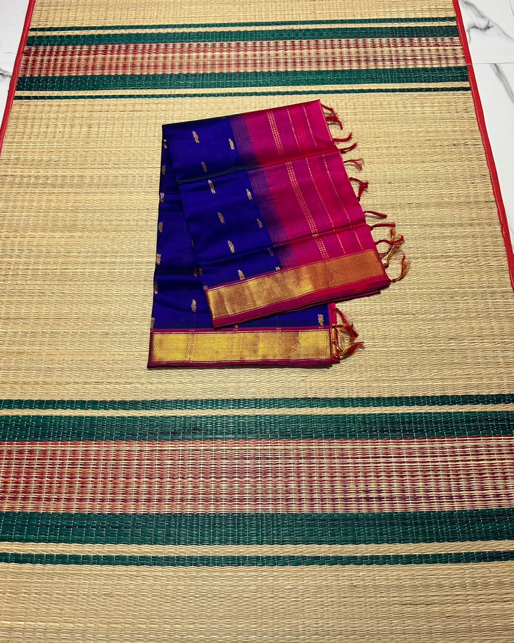 Handloom silk cotton saree with buttas - MS338