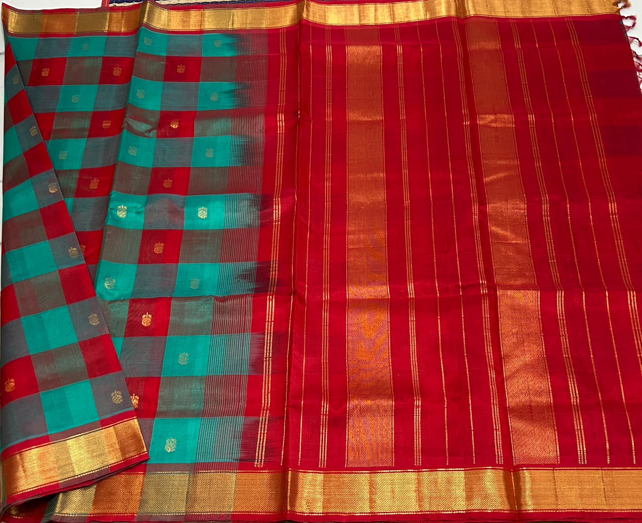Handloom Paalum pazhamum silk cotton saree with buttas  - MS235