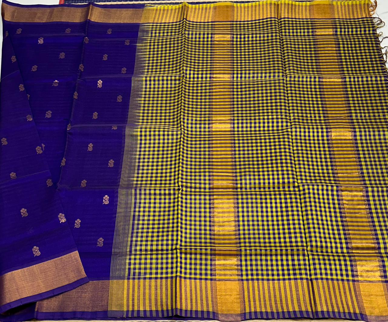 Handloom silk cotton saree with buttas - MS203