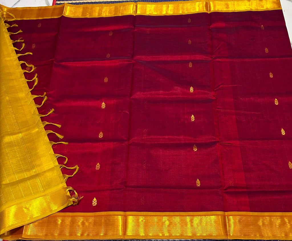 Handloom silk cotton saree with buttas - MS249