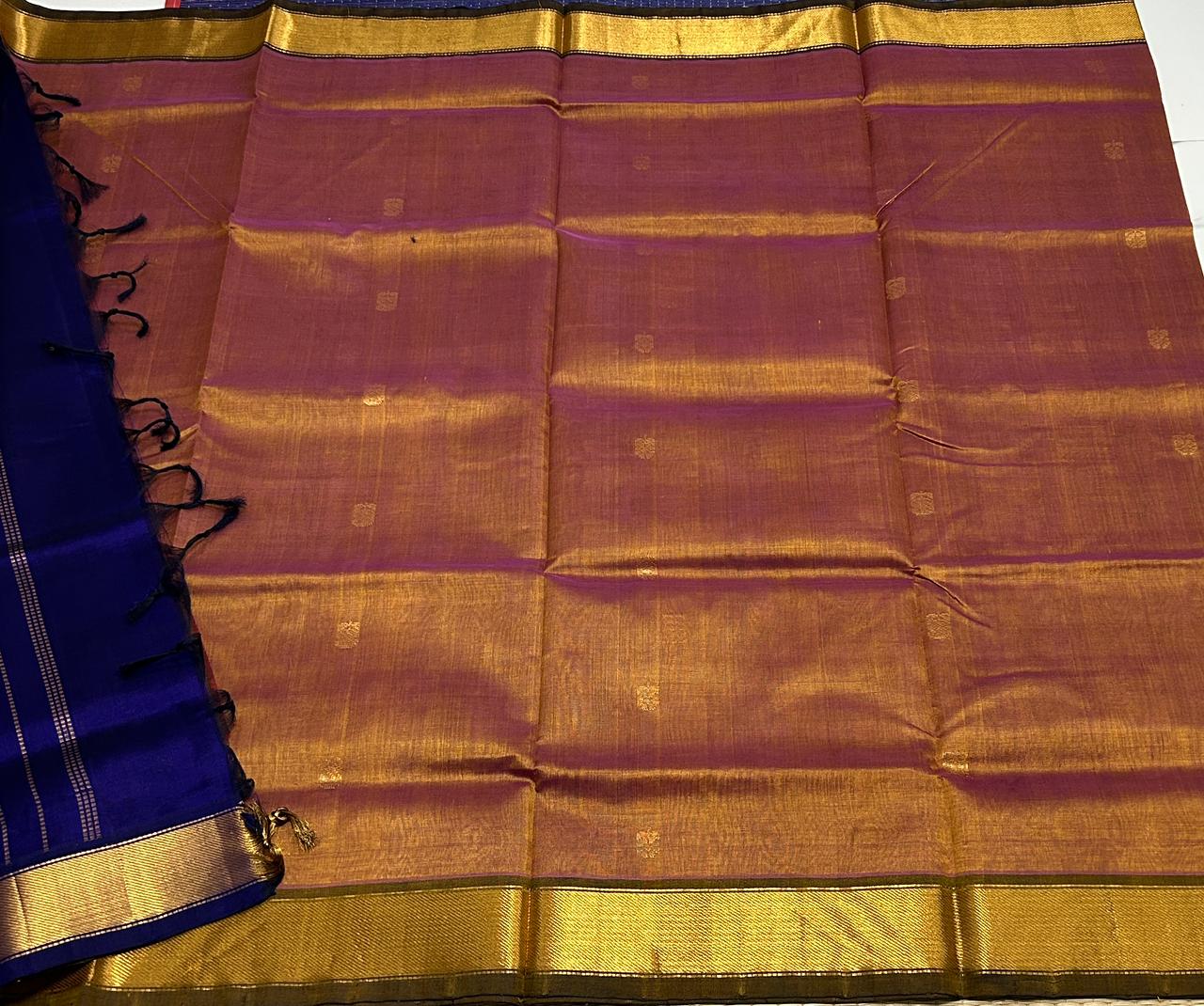 Handloom silk cotton saree with buttas - MS103