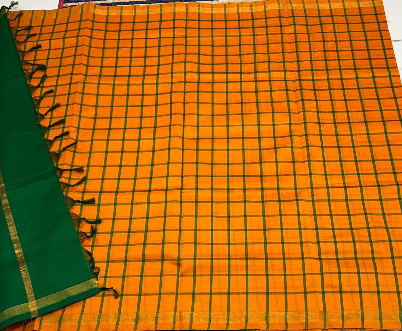 Handloom semi silk cotton saree with kattam - MS156