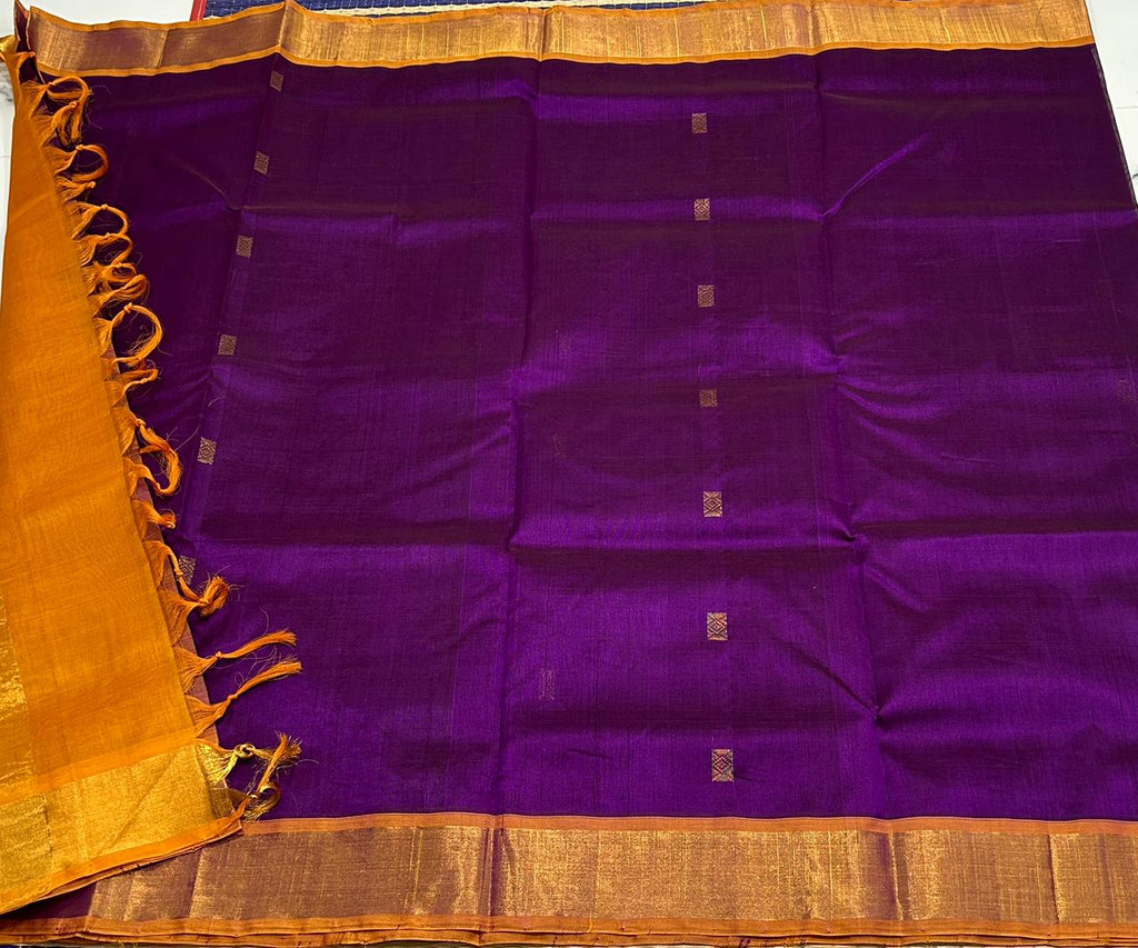 Handloom silk cotton saree with buttas - MS174