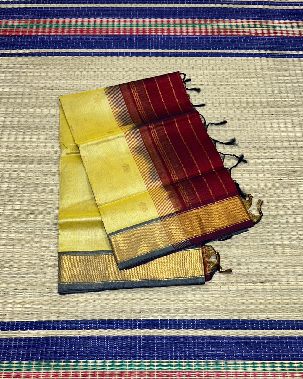 Handloom silk cotton saree with buttas - MS129