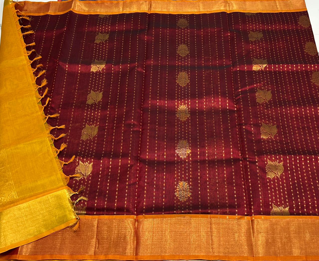 Handloom silk cotton saree with buttas - MS177