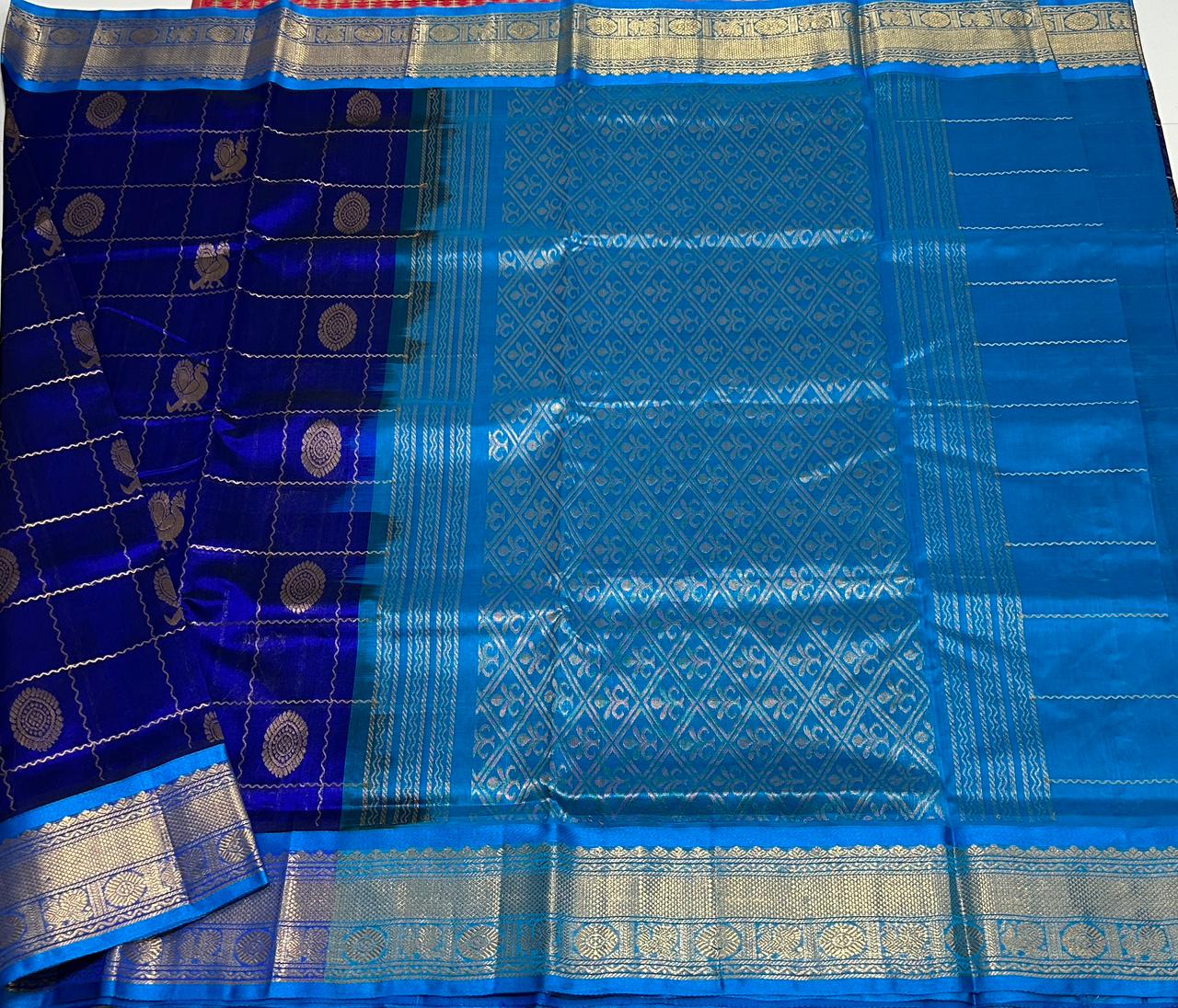 Handloom Mayil chakram silk cotton saree - MS018