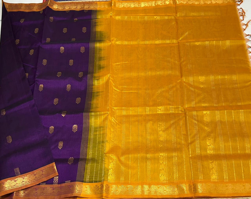 Handloom silk cotton saree with buttas - MS076