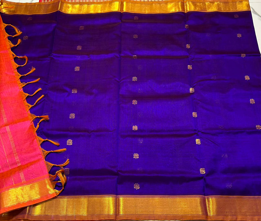 Handloom silk cotton saree with buttas - MS297