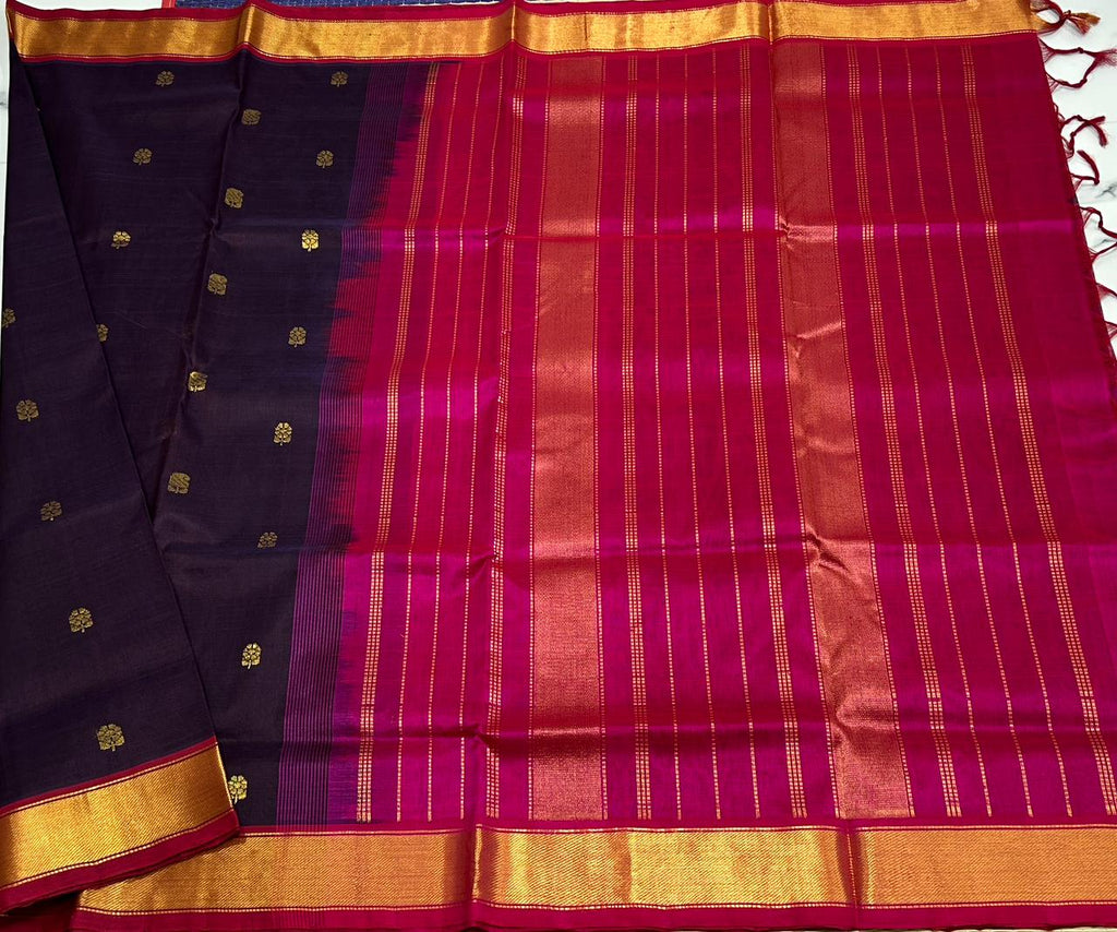 Handloom silk cotton saree with buttas - MS118