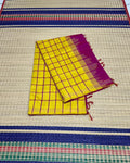 Handloom semi silk cotton saree with kattam - MS048