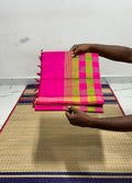Handloom semi silk cotton saree kaddi border with checks - MS056