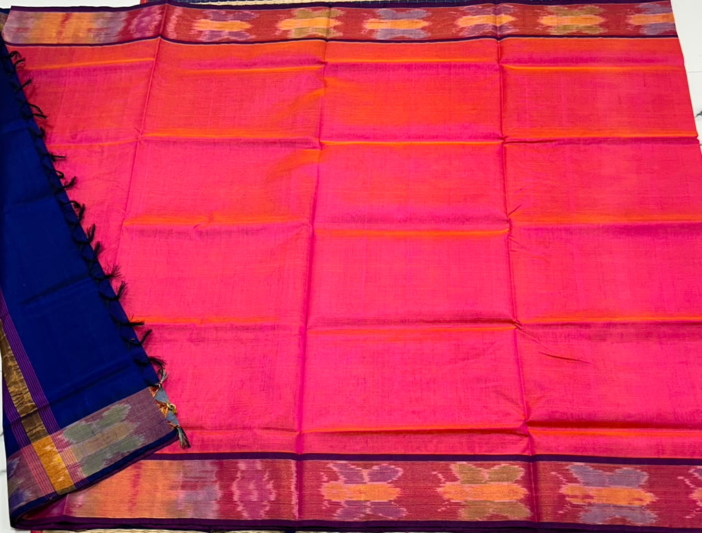 Handloom silk cotton saree with ikkart border - MS347