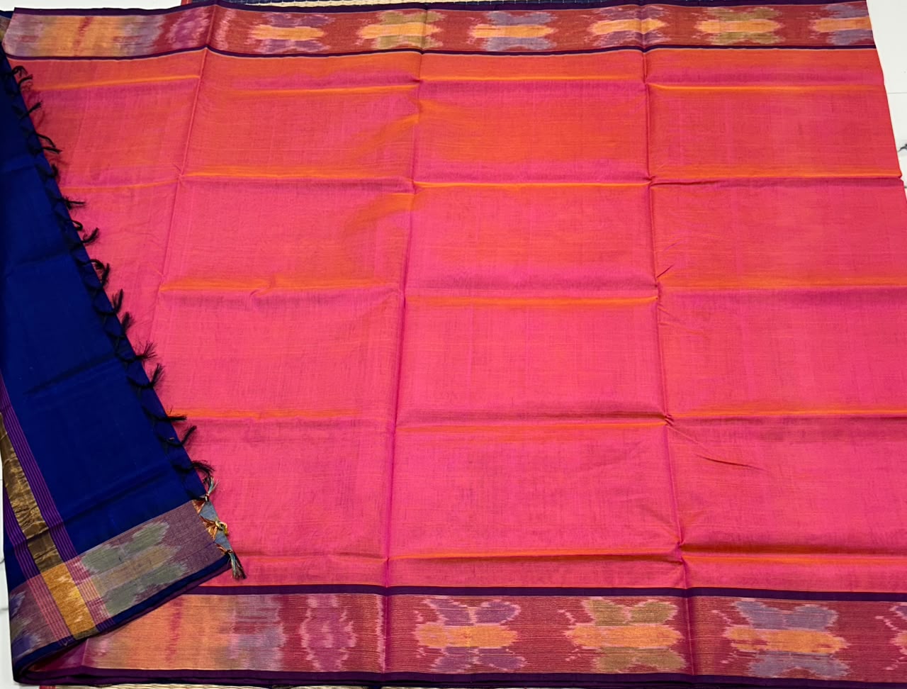Handloom silk cotton saree with ikkart border - MS347